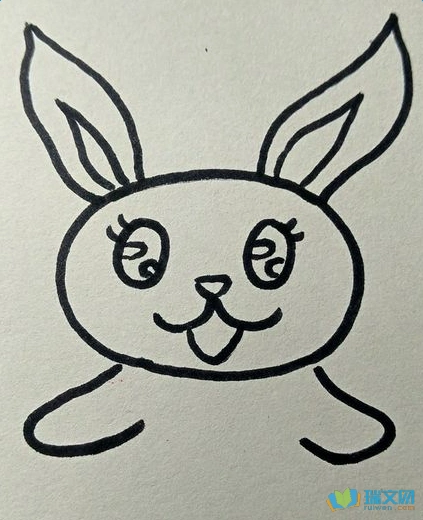 嘴巴,鼻子上个色,最后在脸颊两边画点粉色,这样一个可爱的小兔子就画