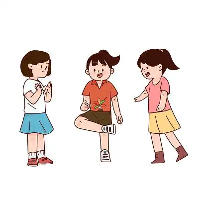 手绘卡通学生一起踢毽子玩耍免扣元素小孩儿童