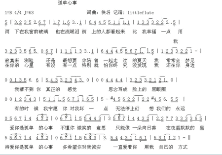 求:孤单心事的c调口琴谱,24孔复音,10布鲁斯