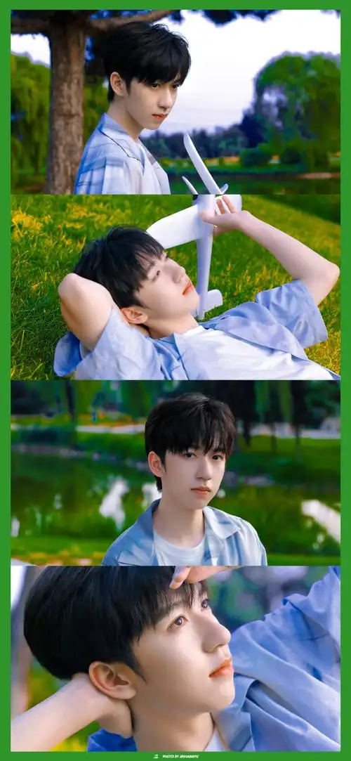 76  97·#贺峻霖初秋草地六宫格#·@时代少年团-贺峻霖