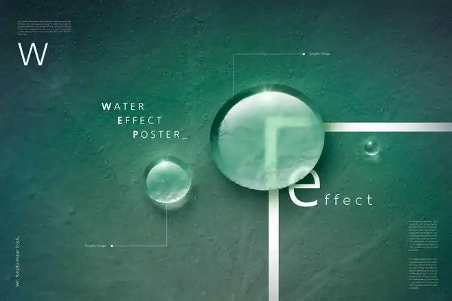 water effect poster 高分辨率水/水滴元素透明psd高分层合成海报 ti