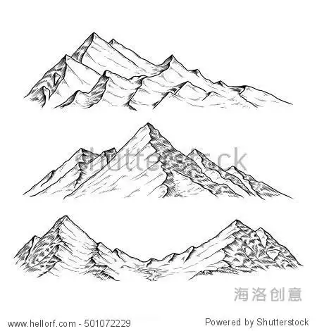hand drawn vector illustration the mountains