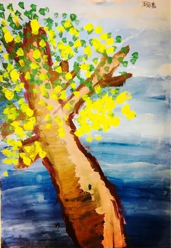 锡九美术学校南校区周六下午水粉班《春天的树》