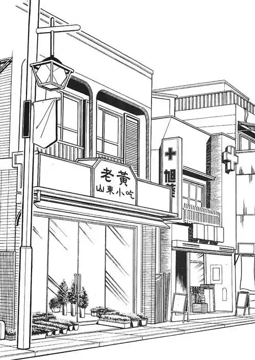 现代建筑场景线稿图片黑白cg二次元漫画背景参考城市街道背景线条