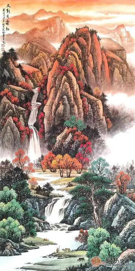 鸿运当头山水画鸿运当头山水画图片大全