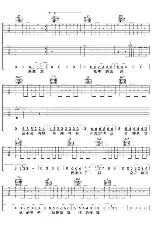 《完美夏天吉他谱》_高旗_a调_吉他图片谱6张 | 吉他谱大全