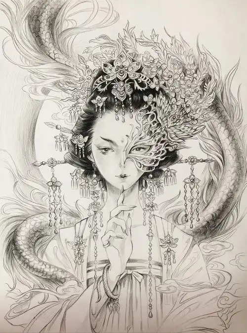 临摹半面妆女,原画师:古戈力