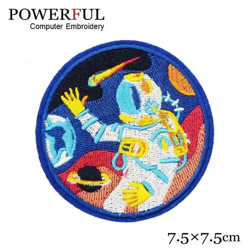 油画风格太空宇航员刺绣胸章服装衣裤手袋背包辅料绣花标志订制