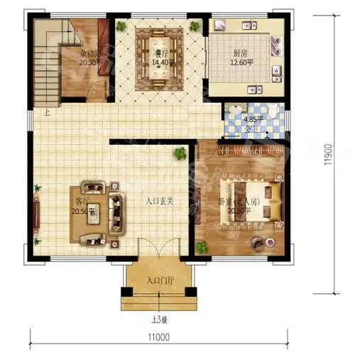 多款农村自建房12米x10米图纸,120平带景观庭院小洋楼