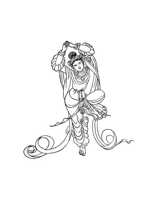 60张白描线描敦煌舞姿,先收藏!