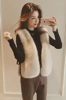 冬季韩版新品仿水貂毛马甲女短款仿皮草加厚无袖外套宽松保暖背心