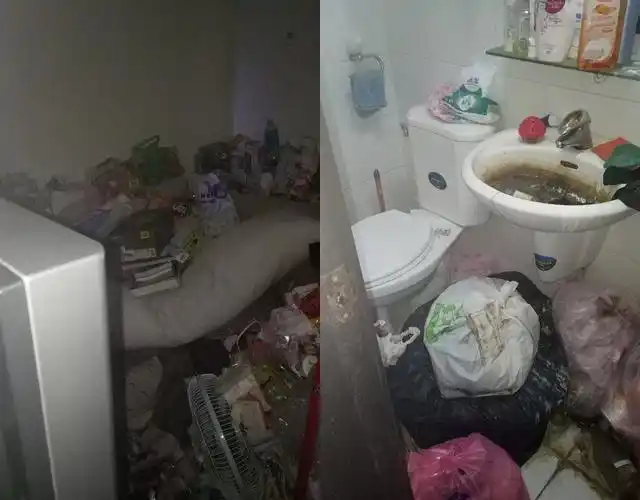 房内堆满垃圾,厕所洗手台满是「黑垢」吓坏网友.