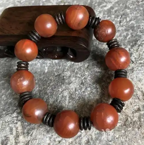 【精品收藏级古珠】清代老南红玛瑙圆珠手串一条