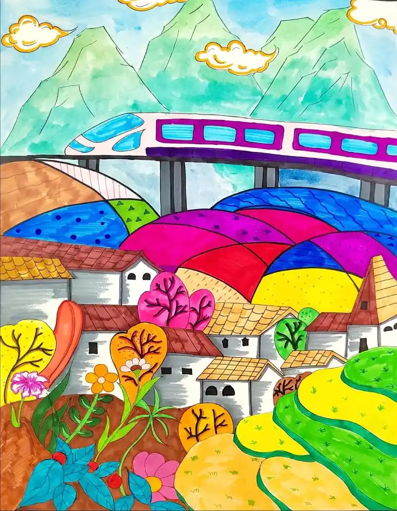 云南美丽乡村绘画作品,代画各种作品,原创作品,比赛作品#原创