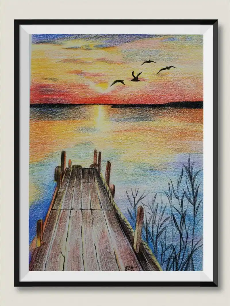 彩铅夕阳风景(含步骤)