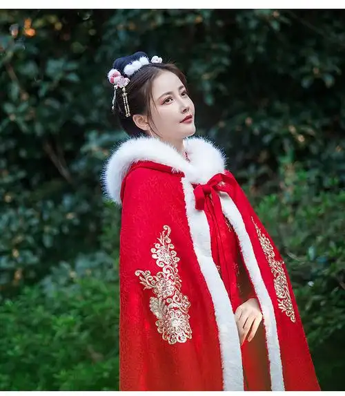 裳厢记汉服斗篷 古装汉服女冬季长款古风斗篷披风披肩加厚加绒保暖毛