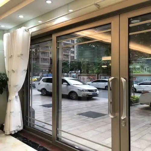 深圳定制跨境门窗香槟色断桥推拉门隔音中空玻璃铝合金推拉门