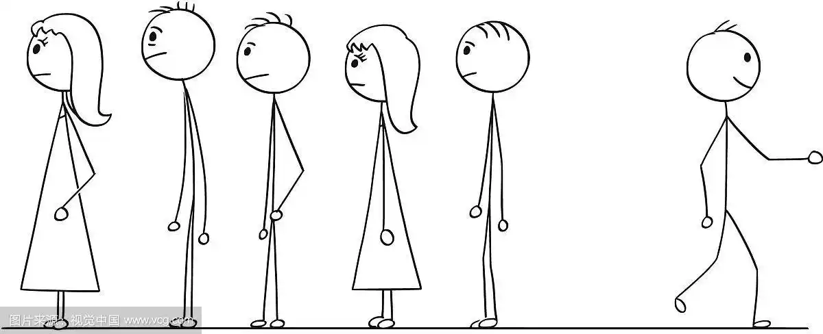 卡通排队或排队或看