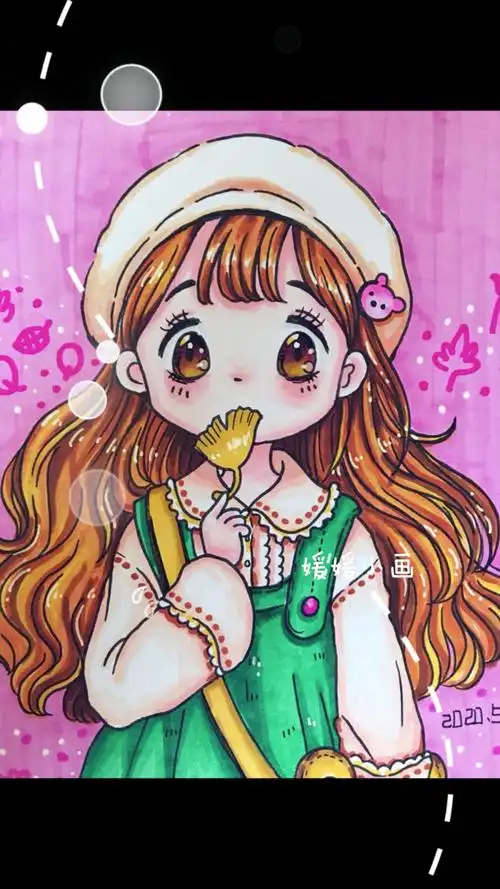 卡通女孩～～马克笔绘画