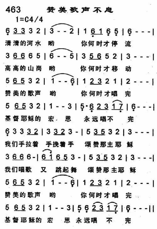 赞美歌声不息) / 南窗听雨编辑相关歌谱:[简谱]第857首 -赞美歌声