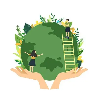 人和地球保护地球爱护环境世界地球日环保世界地球日环保保护环境插画