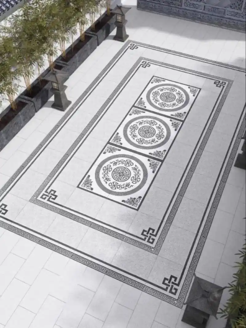 别墅院子无限拼花地砖新中式花园地铺石瓷砖户外庭院地板砖石英砖