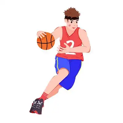 扁平人物与篮球打篮球png素材