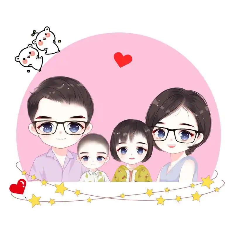 头像设计,一家三口,四口亲子头像,微信头像合集