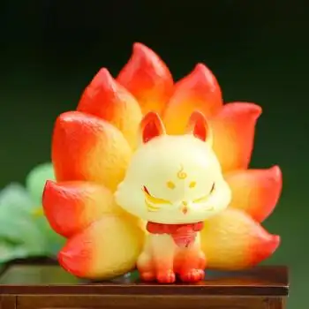 九尾狐盲盒现货确认款上古九狐修仙系列九尾小狐狸潮玩公仔透明摆件