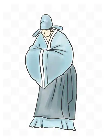 手绘中国画水墨画古代书生行礼