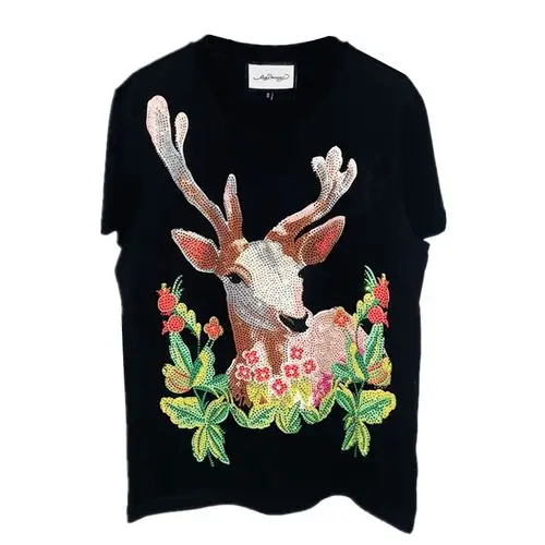 鹿图案t恤男短袖搭配|鹿图案t恤男短袖穿搭|鹿图案t恤男短袖品牌|批发