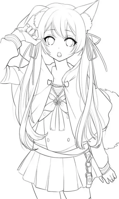 动漫人物线稿素材,彩图对照,助你临摹,也是很棒的手帐素材哦