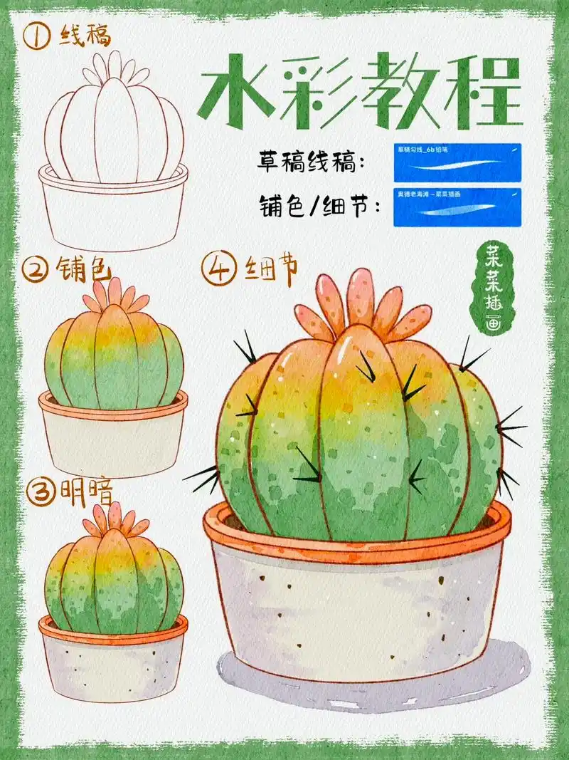 今天画仙人球仙人掌 - 抖音