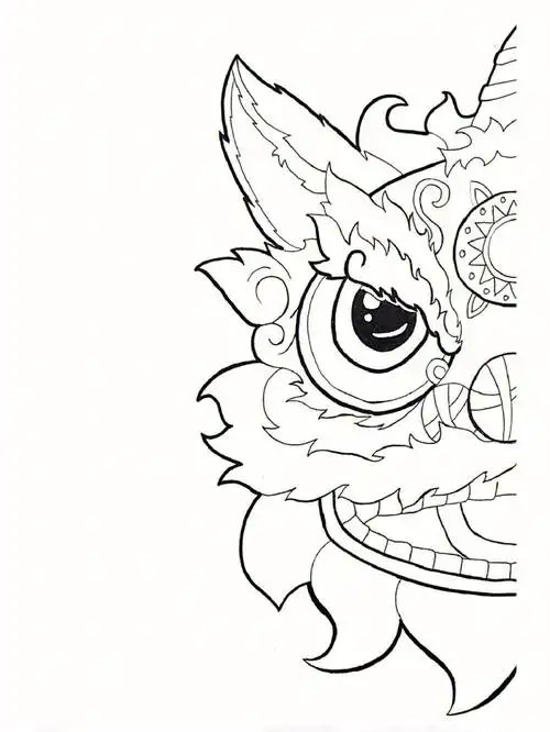 8岁以上马克笔醒狮步骤图