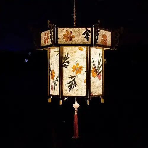 七夕乞巧节日大型花灯灯会夜游花草灯笼纸制diy灯笼