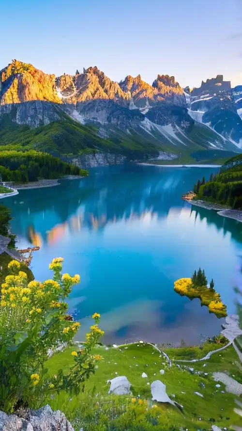 流水生财手机壁纸💧,湖泊与流水交相辉映✨