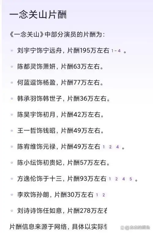 标题:《一念关山》曝明星片酬,刘诗诗1亿 惊呆网友!