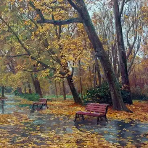 一组唯美的秋景油画,满屏温暖!_书画_文苑_作品