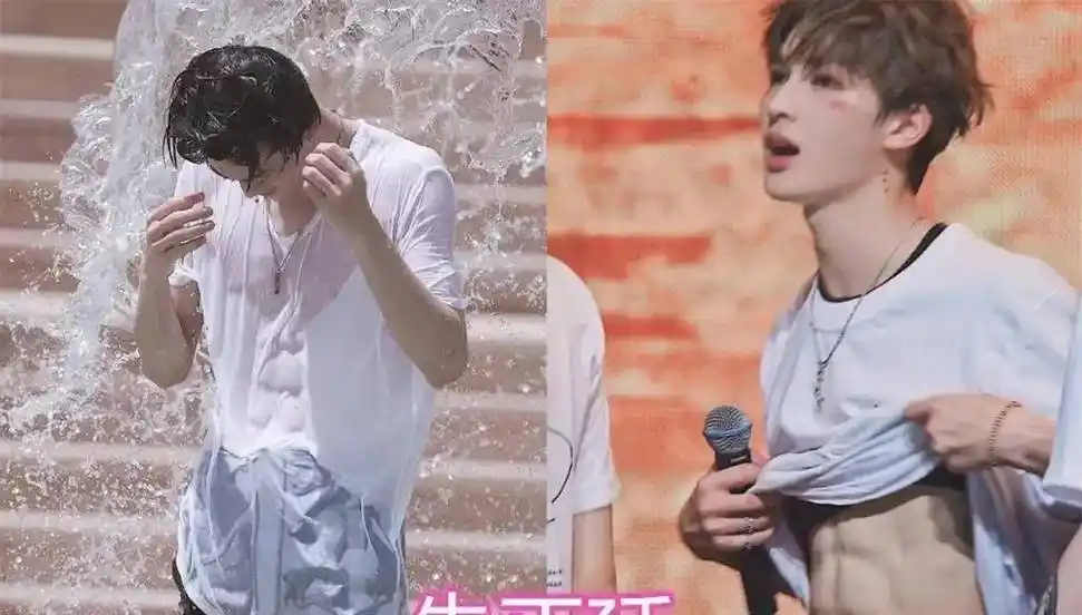 朱正廷的腹肌,鹿晗的腹肌,王一博的腹肌,看到彭昱畅还能再假点_身材