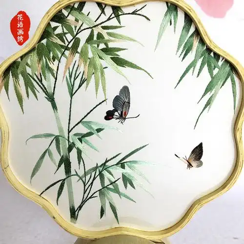 苏绣双面绣摆件创意竹摆件手工刺绣花鸟成品画手工绣禅意摆件定制