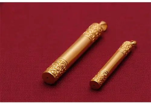 老鳯祥云同款如意金箍棒吊坠情侣礼物一对古法金挂坠项链999挂绳红绳