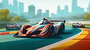 一张汽车比赛的图片赛车的元素