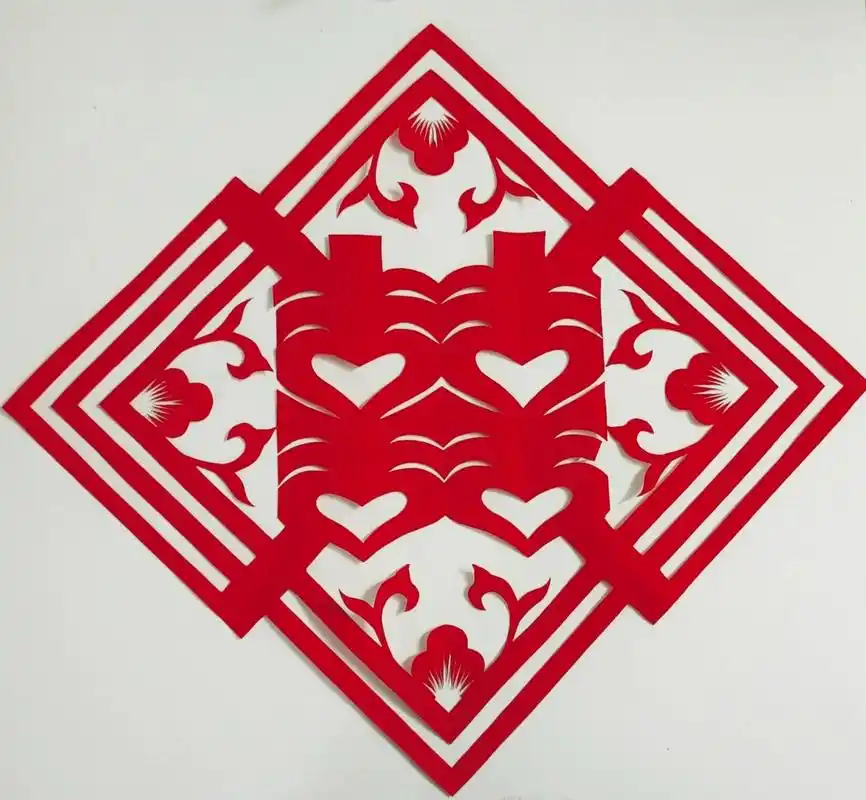 剪纸四折团花94方盛纹双喜