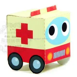 满68包邮非成品3d手工折纸模型diy简易儿童亲子手工纸盒子救护车