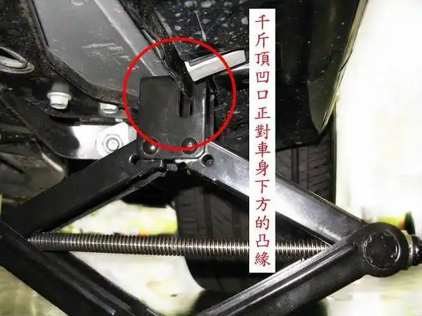 换轮胎的时候千斤顶应该顶在哪个每款车的位置不一定相同,还有配置的