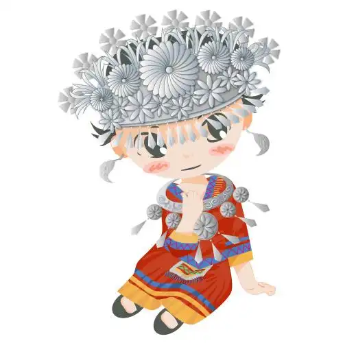 苗族女孩可爱卡通q版