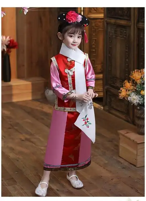 儿童学生表演穿的格格服儿童清朝服装女童满族古装影楼摄影还珠格格