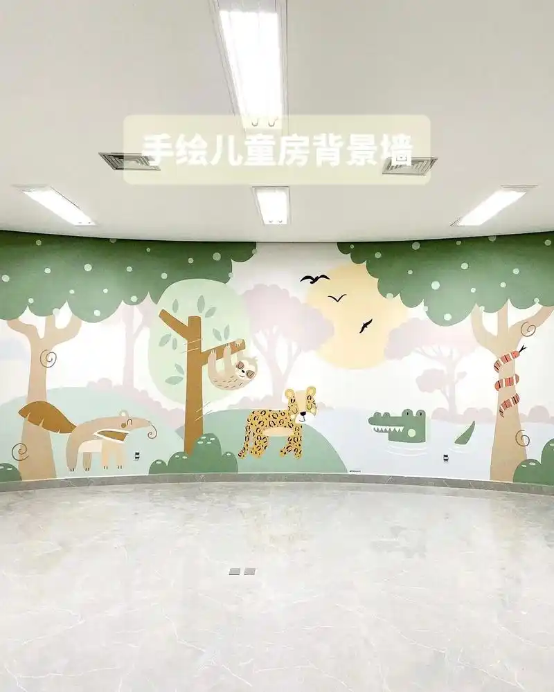 儿童房动物主题墙绘可爱氛围感拉满