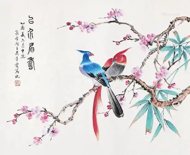 【桃花小鸟 镜片 设色纸本】拍卖品_图片_价格_鉴赏_绘画_雅昌艺术品