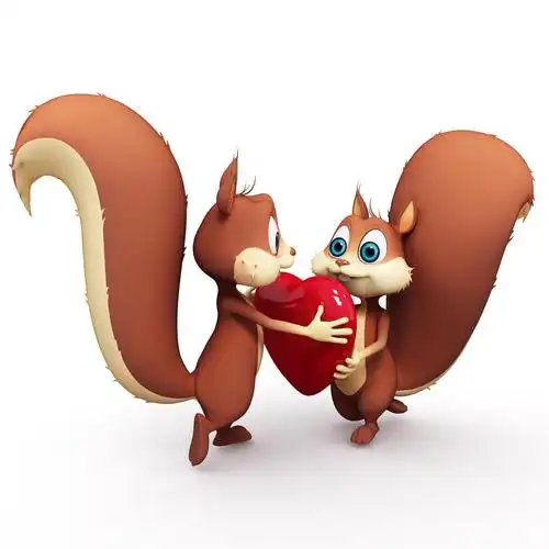 两个可爱的松鼠男性和女性